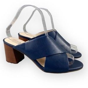 NEW Cole Haan Dakota Sandals Womens 9.5 B Criss Cross Mule Heel Elastic Navy